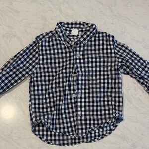GAP Boys' Navy & White Gingham Button-Down Shirt